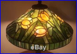 J A Whaley Arts & Crafts Leaded Slag Stained Glass Lamp Handel Tiffany Era
