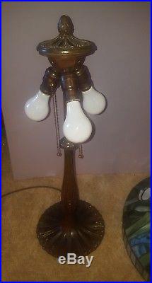 J A Whaley Arts & Crafts Leaded Slag Stained Glass Lamp Handel Tiffany Era