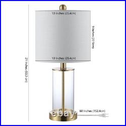 JONATHAN Y 21 Glass Modern USB Charging LED Table Lamp, Brass Gold (Set of 2)