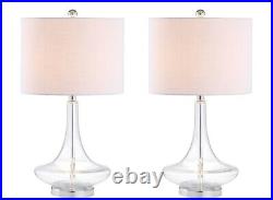 JONATHAN Y 25.5 Glass Teardrop LED Table Lamp, Clear/Chrome (Set of 2) Cecile