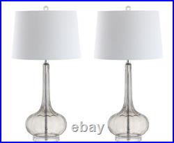 JONATHAN Y 28.5 Contemporary Glass Teardrop LED Table Lamp, Smoke Gray Set of 2