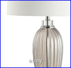 JONATHAN Y 33.5Traditional Glass/Crystal LED Table Lamp, Smoked Grey Julian