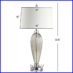 JONATHAN Y 33.5Traditional Glass/Crystal LED Table Lamp, Smoked Grey Julian