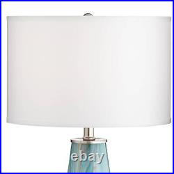 Jaime Blue and Gray Art Glass Table Lamp With USB Dimmer
