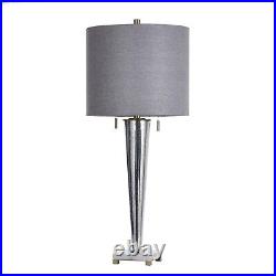 Jasper Chrome Transitional Glass Body Table Lamp, Light Grey by StyleCraft