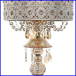 Jeweled Blossoms Champagne Glass and Metal 24-inch Table Lamp