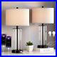 KAWOTl Clear Glass Table Lamp Set of 2 Touch Control Bedroom Lamps with USB