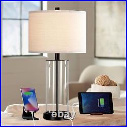 KAWOTl Clear Glass Table Lamp Set of 2 Touch Control Bedroom Lamps with USB