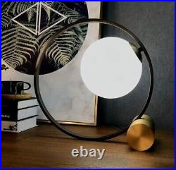 KCO Lighting Modern Glass Globe Table Desk Lamp Round Nightstand Lamp With Metal