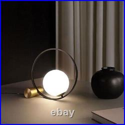 KCO Lighting Modern Glass Globe Table Desk Lamp Round Nightstand Lamp With Metal