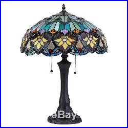 KENDALL Tiffany-style 2 Light Victorian Table Lamp 16 Shade