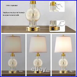 KIVDITZO Glass Table Lamp Farmhouse Bedside Table Lamp Set of 2 with Touch Co