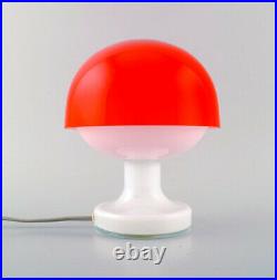 Kastrup / Holmegaard. Rare Bowler table lamp in white and red opaline glass