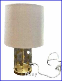 Kate Spade New York Gold Polka Dot Glass Cylinder Lamp EUC 19 Inch Original Shad