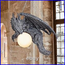Katlot Nights Fury Dragon Gothic Decor Hanging Light Fixture, 21 Inch, Greystone