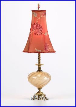 Kinzig Artisan Blown Glass Silk Shade Table Lamp Mabel