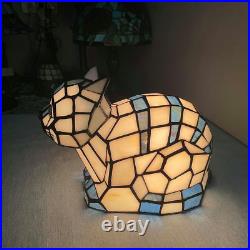 L10872 Lovely Cat Tiffany Style Stained Glass Accent Table Lamp Night Light for