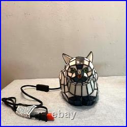 L10872 Lovely Cat Tiffany Style Stained Glass Accent Table Lamp Night Light for