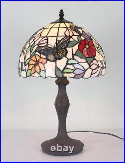 L11407 Butterfly Tiffany Style Stained Glass Table Lamp Night Light with 12 i