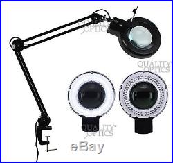 LED 8X Desk Table Clamp Mount Magnifier Lamp Light Magnifying Glass Lens Diopter