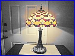 Lamp Large Tiffany Style 32h Duel Pull Chained Slag/ Stain-glass Table Lamp