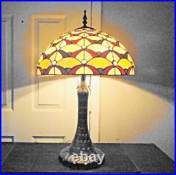 Lamp Large Tiffany Style 32h Duel Pull Chained Slag/ Stain-glass Table Lamp