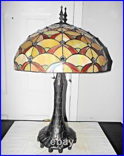 Lamp Large Tiffany Style 32h Duel Pull Chained Slag/ Stain-glass Table Lamp