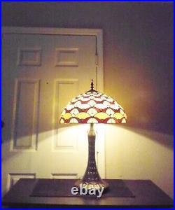 Lamp Large Tiffany Style 32h Duel Pull Chained Slag/ Stain-glass Table Lamp