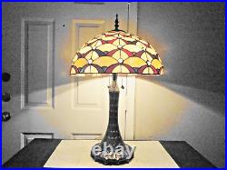 Lamp Large Tiffany Style 32h Duel Pull Chained Slag/ Stain-glass Table Lamp