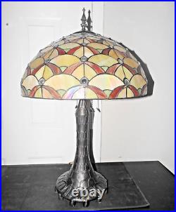 Lamp Large Tiffany Style 32h Duel Pull Chained Slag/ Stain-glass Table Lamp