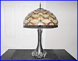 Lamp Large Tiffany Style 32h Duel Pull Chained Slag/ Stain-glass Table Lamp