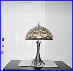 Lamp Large Tiffany Style 32h Duel Pull Chained Slag/ Stain-glass Table Lamp