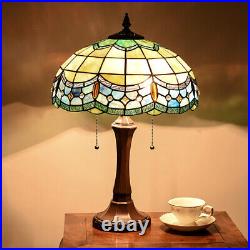 Lamp Tiffany Victorian Style Table Stained Glass Vintage Shade Light Desk Blue