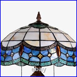 Lamp Tiffany Victorian Style Table Stained Glass Vintage Shade Light Desk Blue