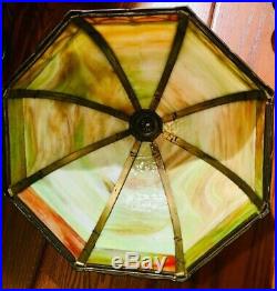 Large Art Nouveau Miller Slag Glass Overlay Lamp 12 Panels