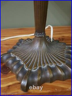 Large Art Nouveau Slag Glass Shade Caramel/Coral tones Table Lamp, READ