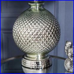 Large Silver Contemporary Table Lamp Metal Glass Modern Hallway Living Bedroom