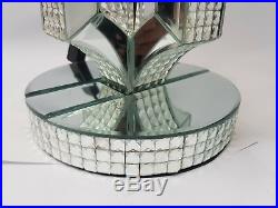 Large Table Lamp Sparkly Diamond Strip Crystal Silver Mirrored