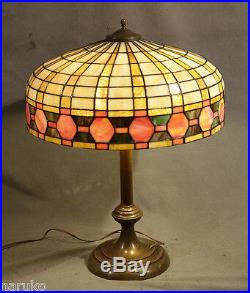 Large Unsigned Leaded Glass Table Lamp Colorful Smart Antique A Great Lamp