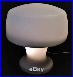 Laurel Frosted Glass Mushroom Table Lamp Vintage 1960s Italy MCM Mid Century