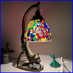 Lazy Cat Handcrafted Glass Table Lamp Whimsical Charm Artisan Quality