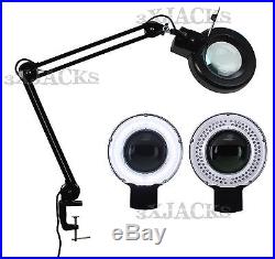Led 8x Desk Table Clamp Mount Magnifier Lamp Light Magnifying Glass Lens Diopter