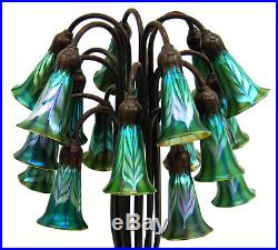 Lily Favrile Glass and Bronze Table Lamps, 18-light #2718