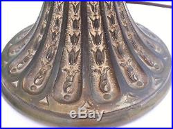 Magnificent Antique Panel Slag Stained Glass Table Double Lamp Shade with Base
