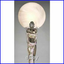 Maiden Muses Statue Frosted Glass Globes Illuminated Sculpture Lamp Art Deco