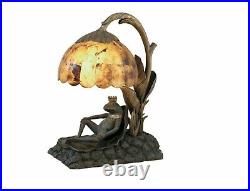 Maitland Smith 8190-17 Verdigris, Brass Frog Prince Lamp Penshell Shade NEW