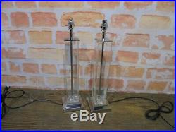 Matching Pair Of Large MID Century Style Glass Table Lamps