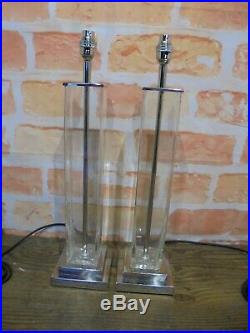Matching Pair Of Large MID Century Style Glass Table Lamps