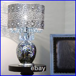 Mattei Silver/Blue Glass Table Lamp Requires one, E26, 60W bulb (not included)