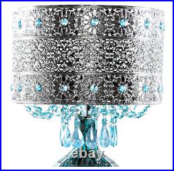 Mattei Silver/Blue Glass Table Lamp Requires one, E26, 60W bulb (not included)